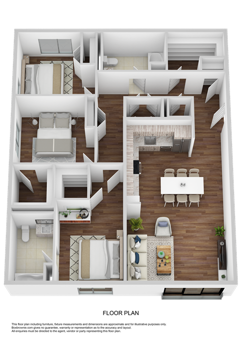 3 bedroom 3 d floorplan